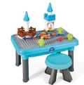 Rotating Castle Building Blocks Table | Convertible Toddler Study Table and Chairs Set