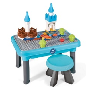Rotating Castle Building Blocks Table | Convertible Toddler Study Table and Chairs Set
