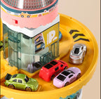 Skyscraper Tower Parking Lot Car Adventure Toy Set for Kids | Slot Track Car with Music & Lights