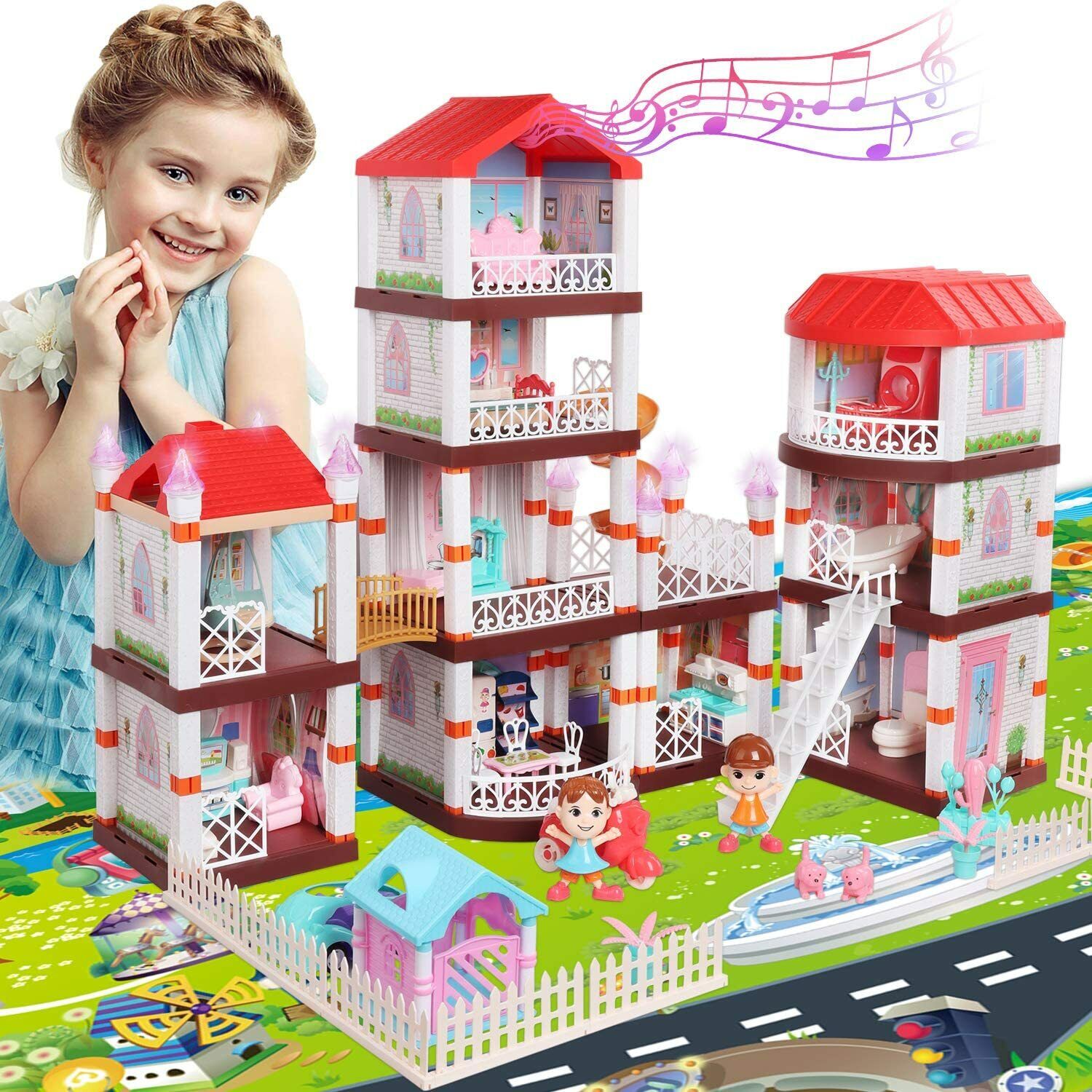 Princess Castle Game | Pink Girls Summer Villa Building Set for Kids